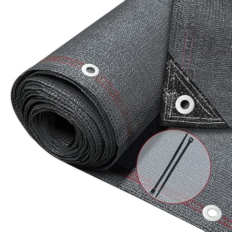 VOUNOT® Siatka maskująca 1,8 × 10 m, siatka zacieniająca HDPE, 95%, odporna na działanie promieni UV, odporna na rozdarcie, ogrodzenie z otworami i opaskami kablowymi, antracytowa