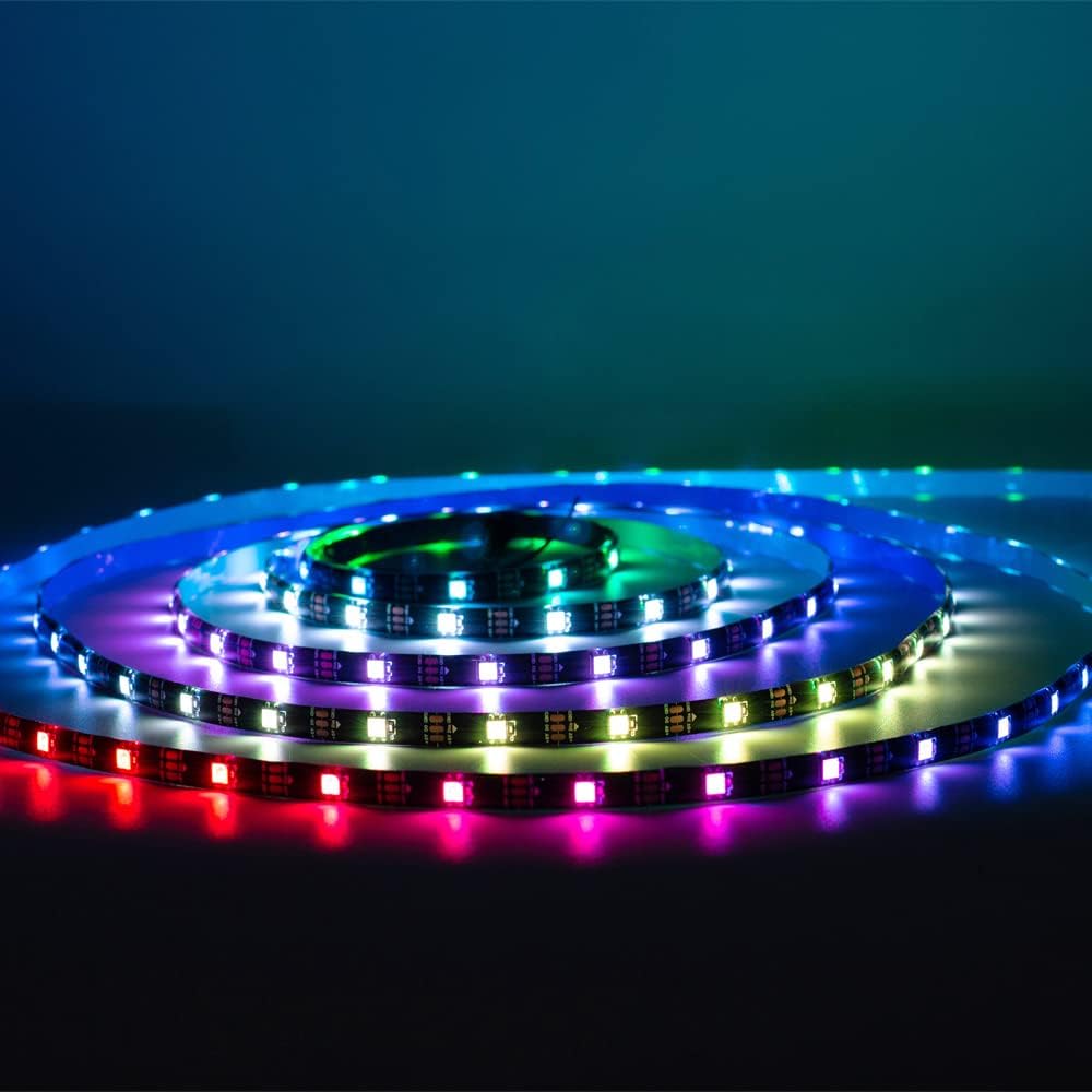 WS2812b 150Pixels 5M Individually Addressable LED Pixel Strip Programmable Full Color SMD 5050 RGB Strip Rope Light DC 5V Waterproof (Black PCB 16.4FT 30Pixels/m IP65)