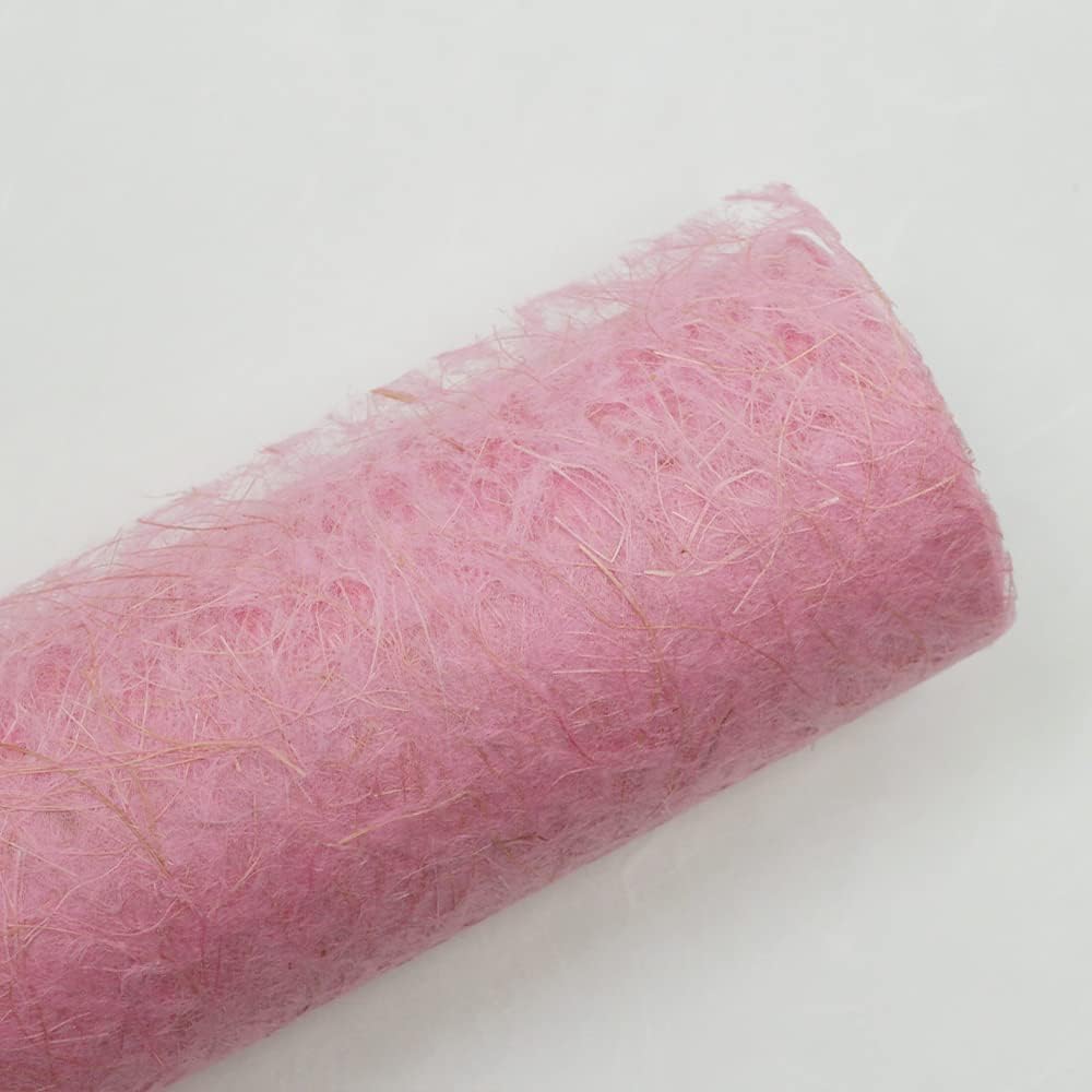 Pacho-ji Korean Mulberry & Abaca Fiber Colored Lace Paper Roll (19.7in x 65.6ft) Watermark Tissue for Wrapping - Pink - Birthday, Wedding