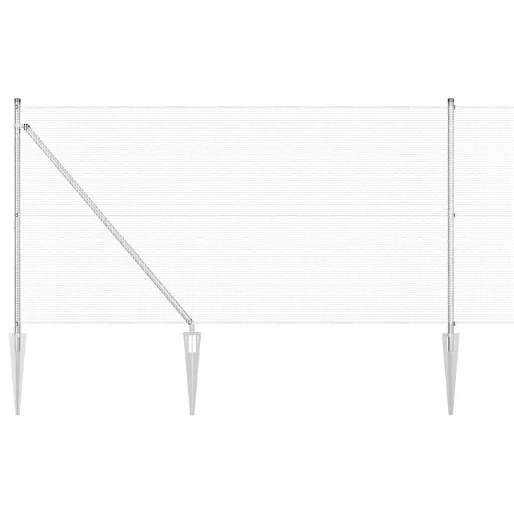 Outdoor Steel Fence Post Set Silver 10 x 1 m 12 x 12 mm Mesh Powder Coated Weather Resistant Garden Barrier for Terrace Boundary and Modular Installation