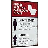 Putuo Decor Bathroom Rules Sign, Retro Funny Bathroom Decor, Farmhouse Toilet Wall Decor, Bathroom...