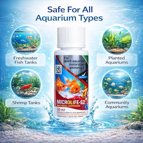 Image of VAYINATO Aquatic Remedies Micro Life S2 Beneficial Bacteria Liquid Bacterial Suspension For Quick Aquarium Maturation And Ammonia And Nitrite Removal (50 Ml)