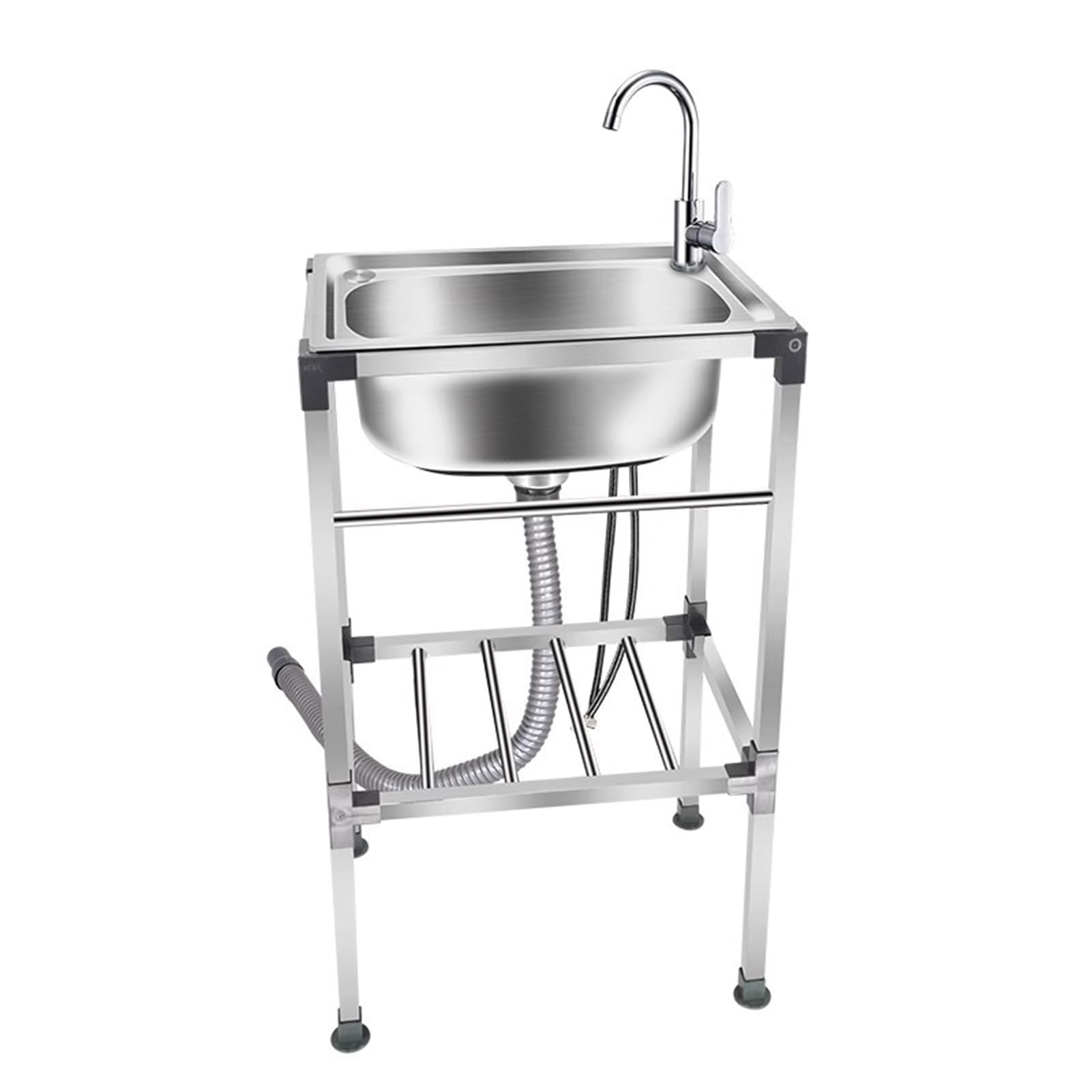 TAXXII Kitchen Utility Sink,Freestanding Outdoor Sink, Stainless Steel Single Bowl Sink for Restaurant Bar Hotel Garage Laundry Room(53x38cm/21x15in)