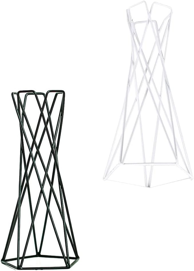 Hemoton 2pcs Air Plant Holder Iron Tabletop Air Plant Stands Containers Air Plant Racks Tillandsia Planter Display Racks Base Vase Pot Black White