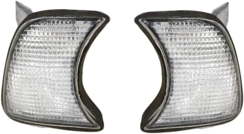 Side Marker Corner Lamp Indicator Light, Front Bumper Turn Signal Light, Compatible with BMW 5-Series E34 1987-1996 - Clear Lens White Light