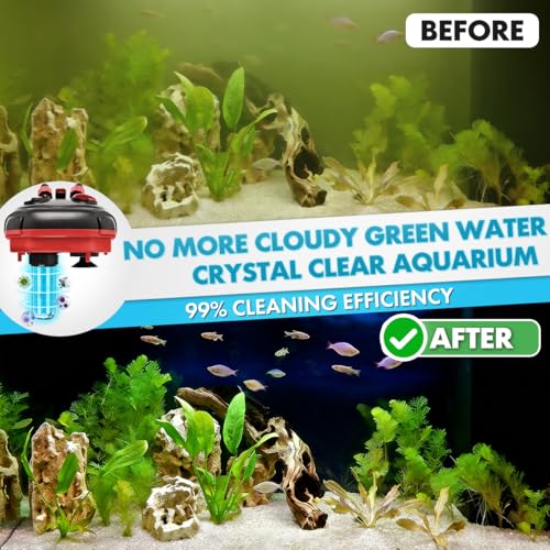 PONDFORSE Canister Filter, External Aquarium Filter Ultra-Quiet Water Circulation Cleaning Machine with Media for Fish Tanks and Aquariums