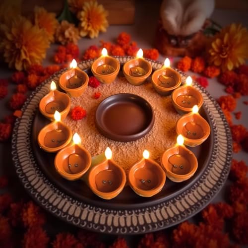 Image of K D 12 Pcs Water Sensor Diya Lights Yellow Colour- Electric Flameless & Smokeless LED Diyas | Eco-Friendly Warm Ambient Lights for Home Decor & Festivals, Diwali Purpose(Water Diya Pack of 12)