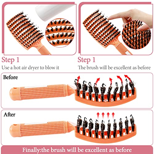 Zopeal 9 Pieces Detangling Brush Boar Bristle Hair Brush Curved And Vented Detangler Hair Brush Dry Hair Brushes Make Hair Shiny Detangler Brush For Women Men Kids, Wet Curly Thick Straight Hair #TOP5