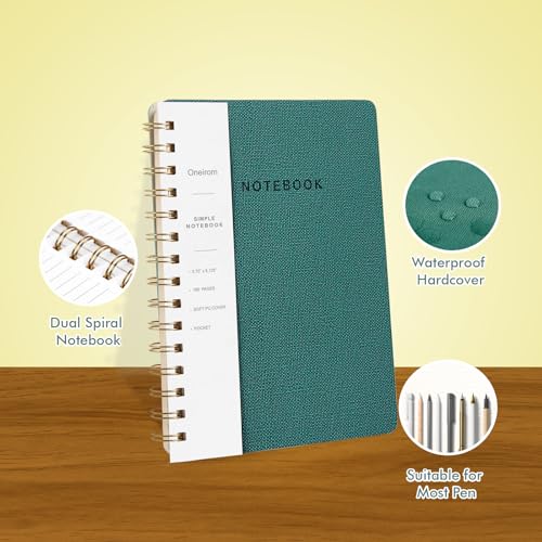 Image of Spiral Notebook-5.75 inch x 8.125 inch College Ruled Journal with Inner Pockets and 160 Pages,PU Leather Cover Business Journal, Twin-Wire Binding Notebook Perfect for Office & Home School Supplies 6 pack Reefblue /Green