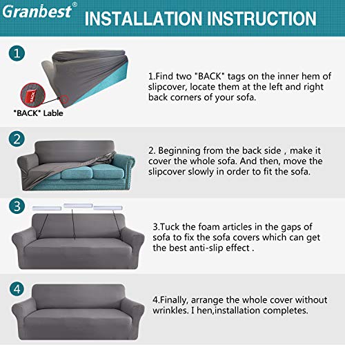 image for Granbest Stretch Loveseat Cover Couch Cover for 2 Cushion Couch Stylis