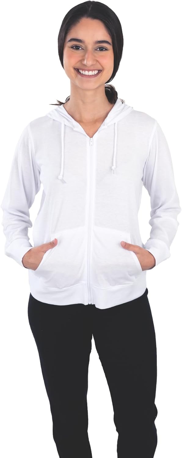 Cottonhood Women's Zip Up Hoodie - Lightweight Athletic Jacket for Women, Full Zip Soft Jersey-Knit Workout Jacket Sweatshirt