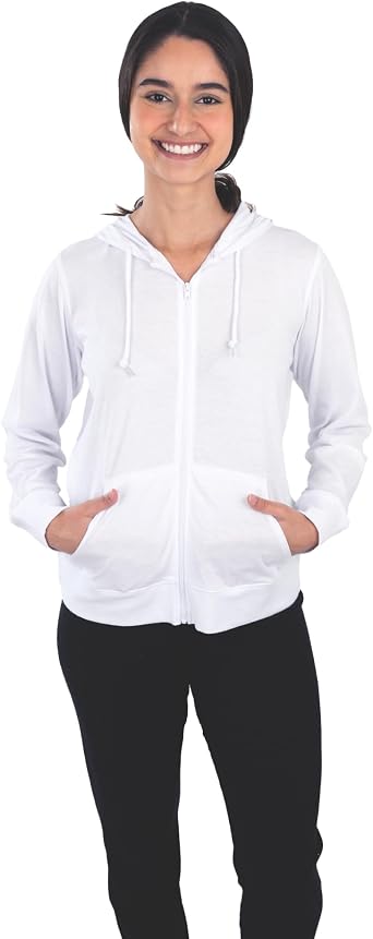 Cottonhood Womens Full Zip Up Hoodie Lightweight Workout Jacket Sweatshirt | Athletic Jacket for Women, Soft Jersey-Knit Workout Jacket, Ultra-Breathable Cotton, Athletic Fit, Full-Zip, Casual Hoodie
