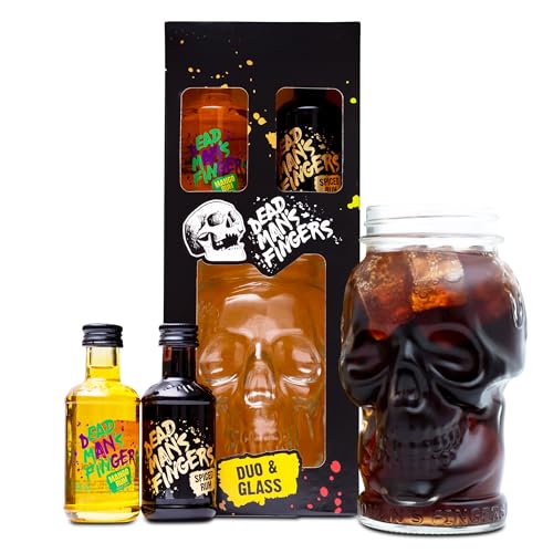 Dead Mans Fingers Rum Gift Set Spiced & Mango 2 x 5 cl Skull Glass