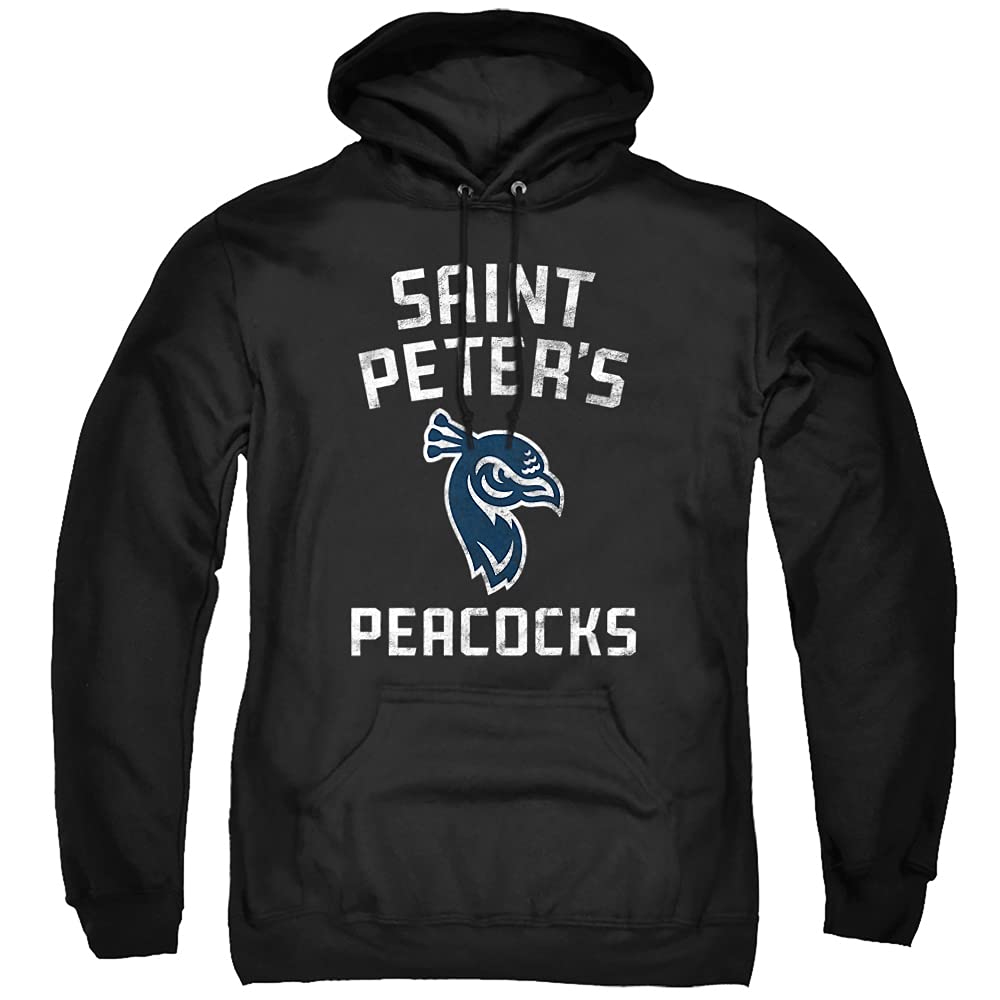 Saint Peters University Official Saint Peters Peacocks Logo Unisex Adult Pull-Over Hoodie,Black, Medium