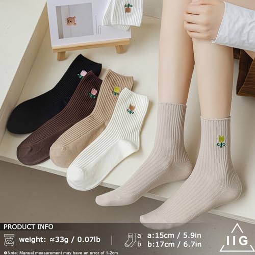 Image of IIG Women's Fashion Cute Cotton Socks Novelty Funny Above Ankle Crew Socks Holiday Gifts for Women 4 /5 Pairs
