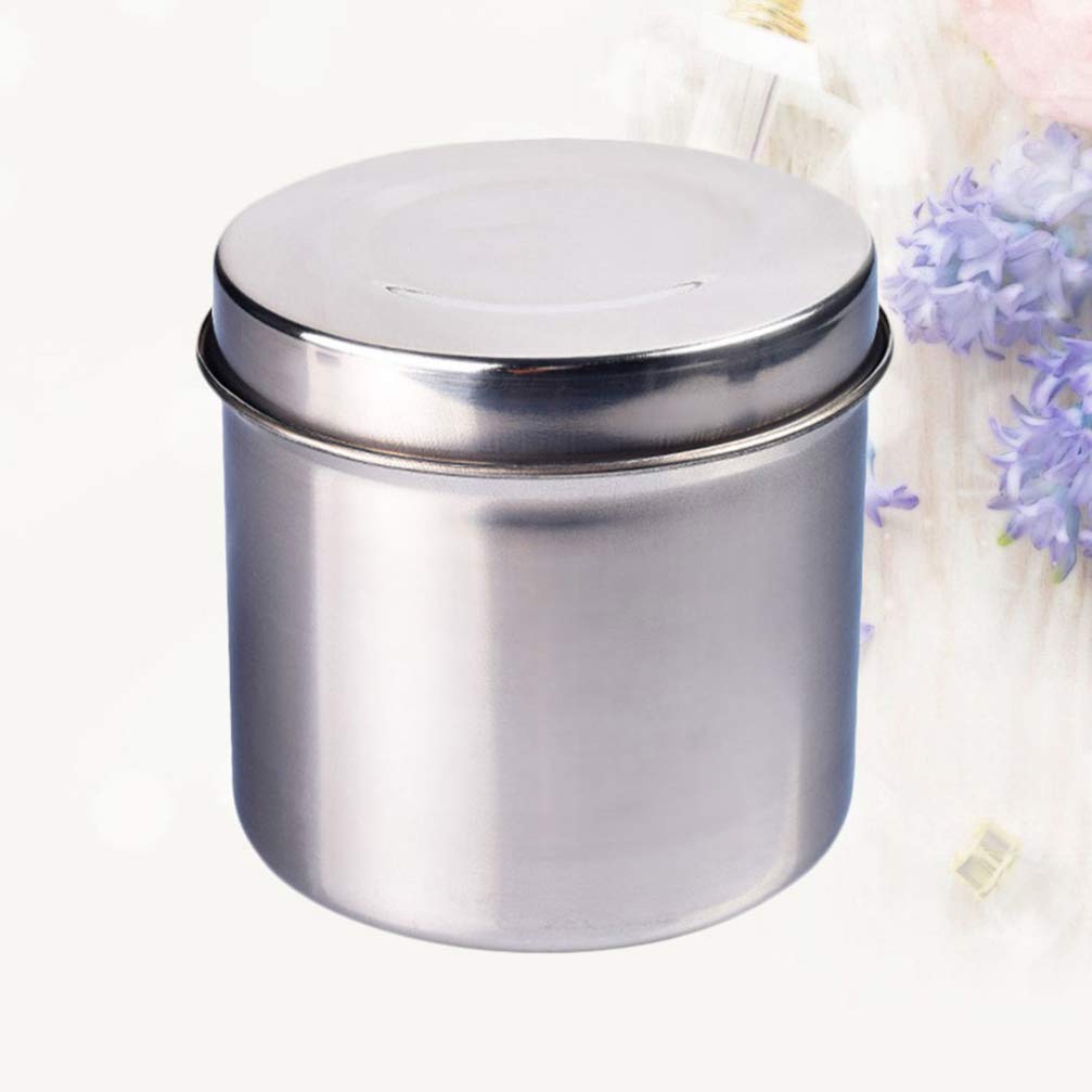 EXCEART 8cm Runde Metall Dose Edelstahl Medizinisches Instrumente Chirurgische Box Transportbehälter mit Deckel für Krankhaus Klinik Silber 2 Stück