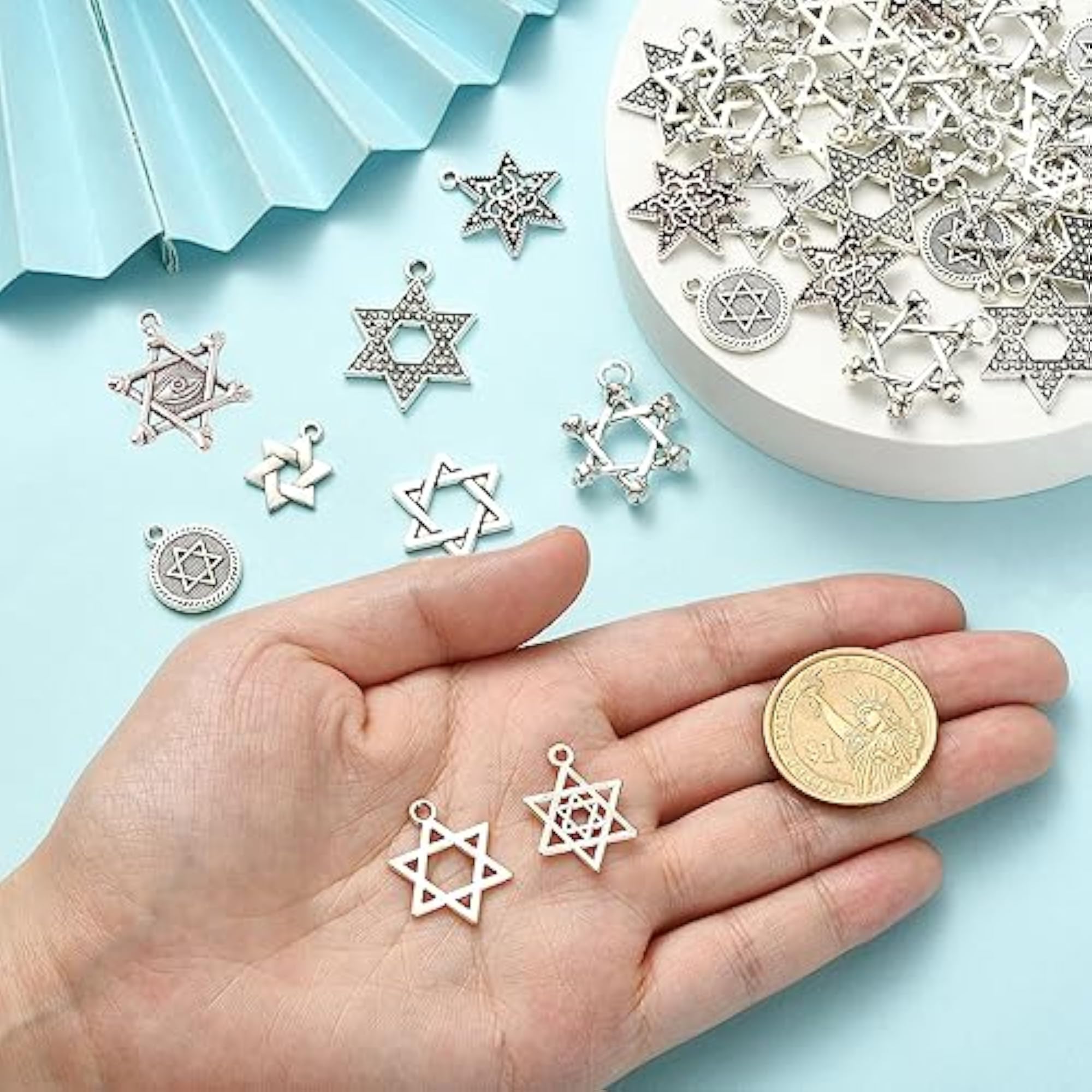 100 Pcs Star of David Charms for DIY Jewellery