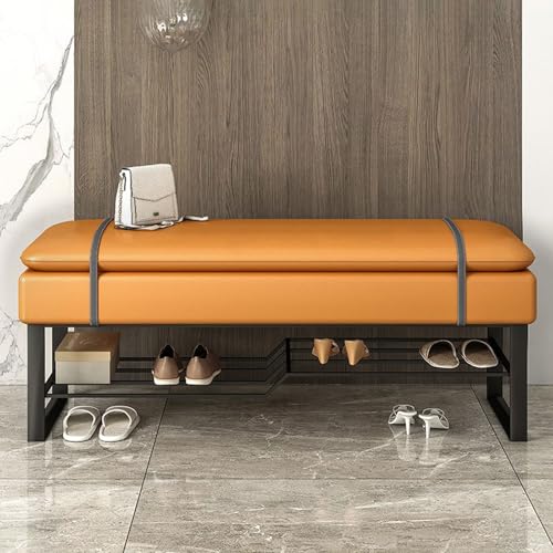 Banc à chaussures d'entrée moderne Oran avec assise rembourrée et structure en métal