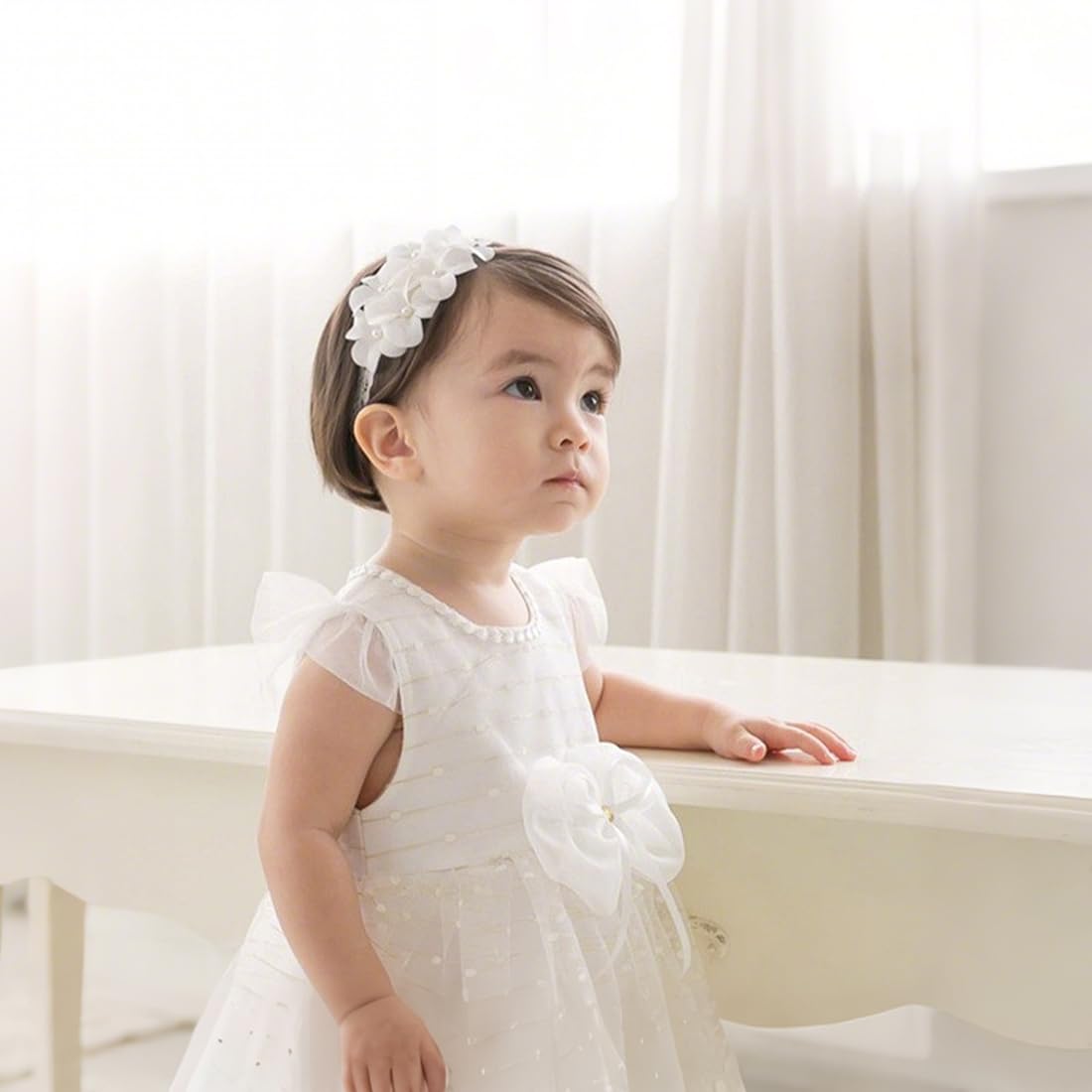 Bébé Bandeaux, bandeau de baptême pour bébé fille, bandeau élastique pour fille, Bandeaux Accessoires, pour fille, bébé, fille, enfant en bas âge(B)