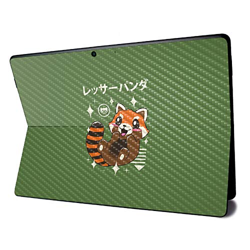 Image of MightySkins Carbon Fiber Skin for Microsoft Surface Pro X - Red Panda Kawaii | Textured Carbon Fiber Finish | Easy to Apply, Remove, and Change Styles | Made in The USA