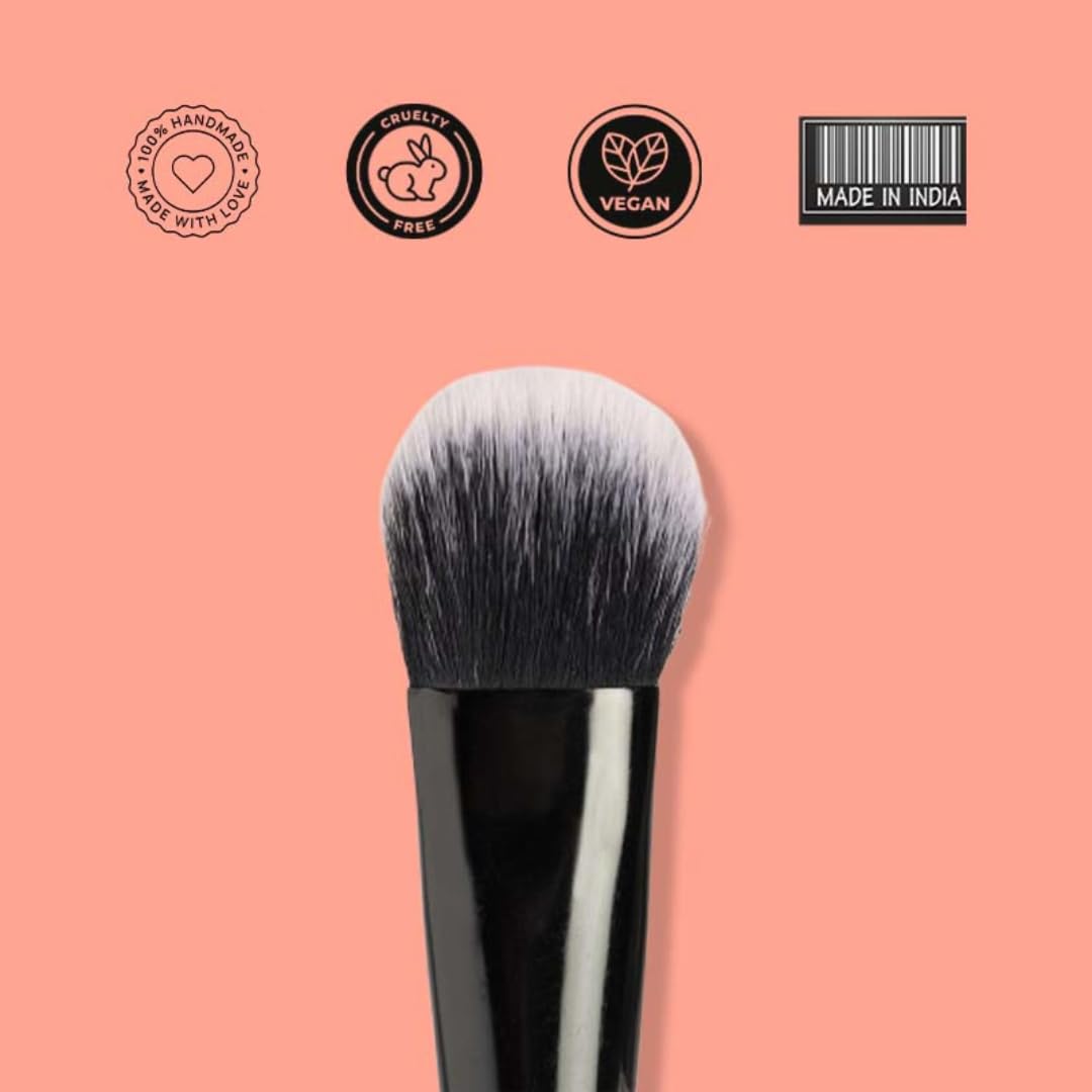 Cuffs N Lashes F013 Deep Angled Foundation Brush | High Performance Makeup Brush with Ultra-Soft Bristles | Handmade in India | Cruelty-Free | Professional Liquid Cream Foundation Blending Tool - Image 4 thumbnail