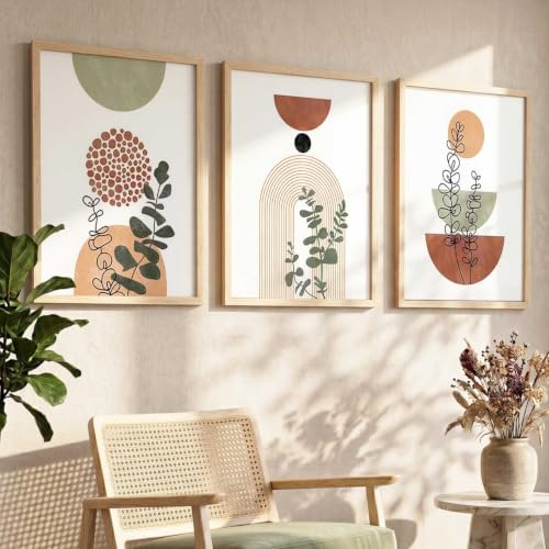 Image of kotart Boho Art Home Decoration Paintings With Frame For Living Room Bed Room Hotel Wall Decor Digital Reprint Set of 3 (19X25 inch)