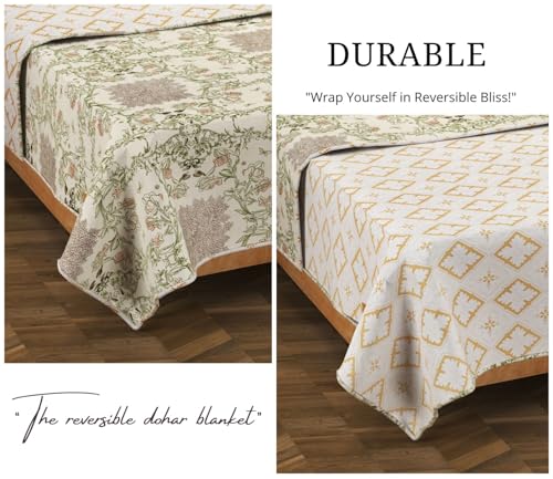 Image of HOMEKART Microfiber Single Bed Dohar - Lightweight AC Blanket for All Seasons| Reversible Comforter - Ultra-Soft, Breathable & Cozy (60x86 Inches) -Beige and White (Value Pack of 5)