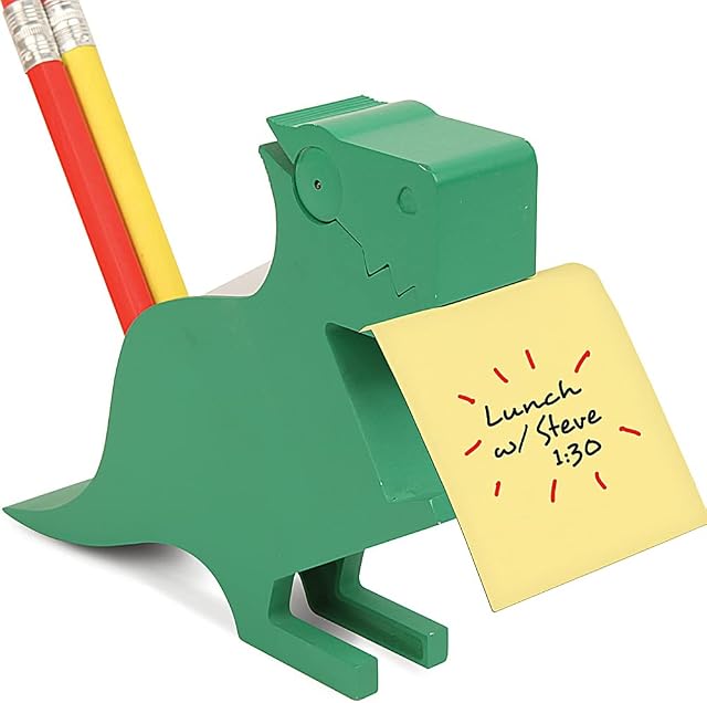 Memo Holder for Desk Desktop Note Pad Dispenser Pen Holder Paper Memo Holder Multifunctional Clip for Note Shor Memo Note pad Stationary Gifts Notepaper 200 Pages (Green Dinosaur)