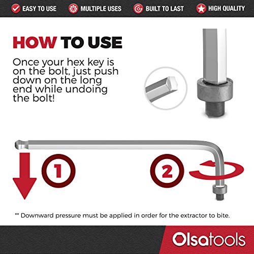 Professional Grade Extractor Hex Key Set (SAE) | Allen Wrench Set | Imperial Inches Metric Steel Ball End 9 Piece Kit with Patented Extractor Design | Folding Storage Case | by Olsa Tools