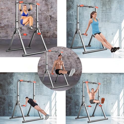 Image of Pull Up Machine, Hanging Health Device, Folding Type, Chinning Stand, Compact, 8 Levels of Height Adjustable, Load Capacity 440.1 lbs (200 kg), Pull Up, Reverse Riser, Equipment, Muscle Training,