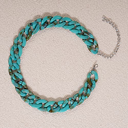 Yertter Acrylic Resin Chain Necklace Chunky Chain Link Necklace Collar Necklace Plastic Big Link Chain Resin Choker Statement Chunky Chain Boho Punk Light Weight Chain For Women #TOP4