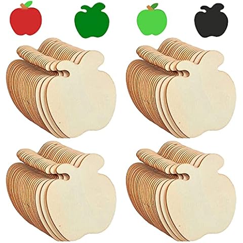 40Pcs Apple Shap Wood DIY Crafts Cutouts Unfinished Wood Cutout DIY Gift Tags Blank Wood Apple for Pyrography Painting Writing DIY Home Crafts Supplies Cover