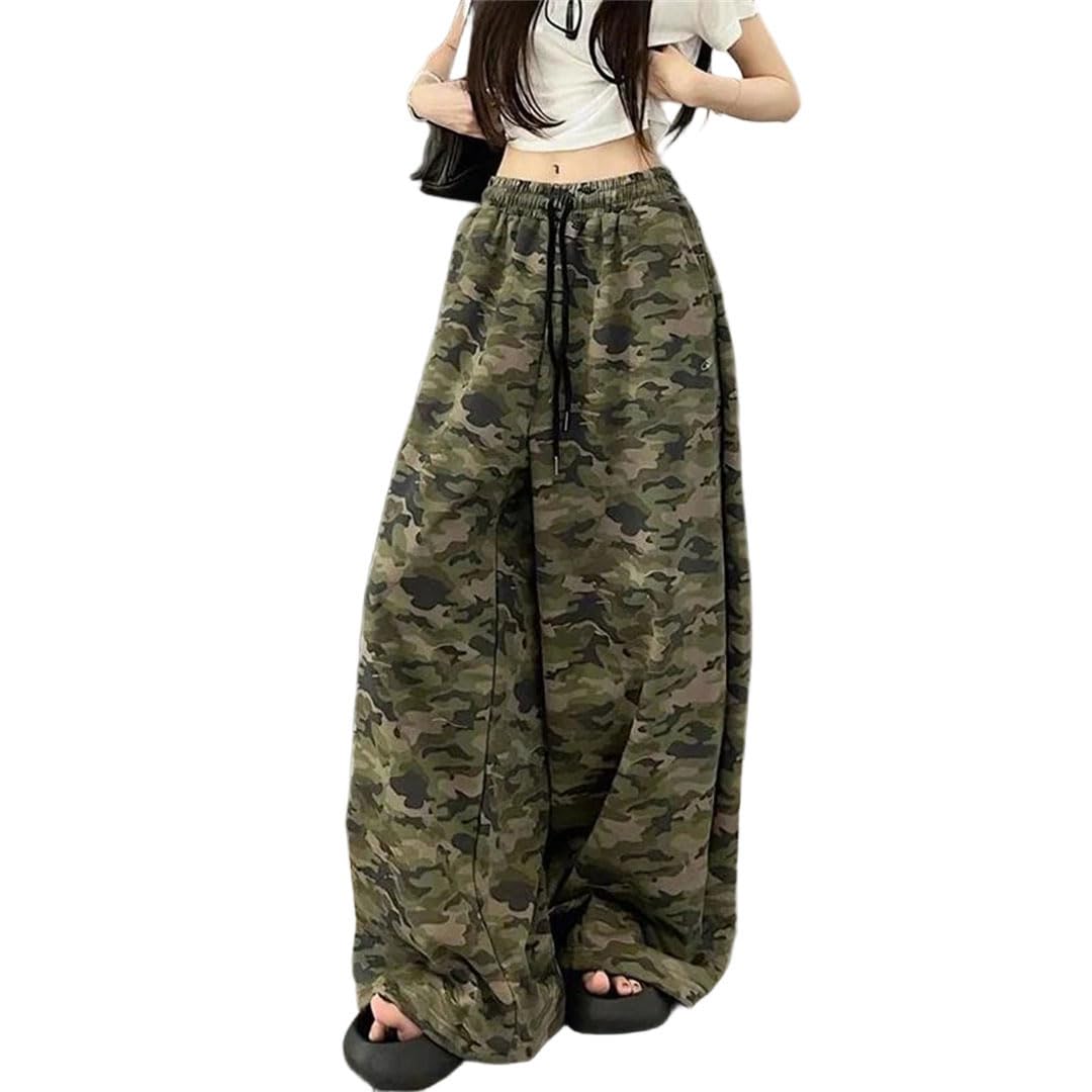 WomenS Wide Leg Pants High Waist Lace Up Trousers Loose Casual Vintage Hip Hop Oversize Trousers