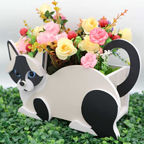 Maceta de madera para perros, maceta con forma de perro, maceta de almacenamiento para perros, maceta hecha a mano para jardín, flores, cactus, oficina, decoración del hogar, regalo de gatos siameses