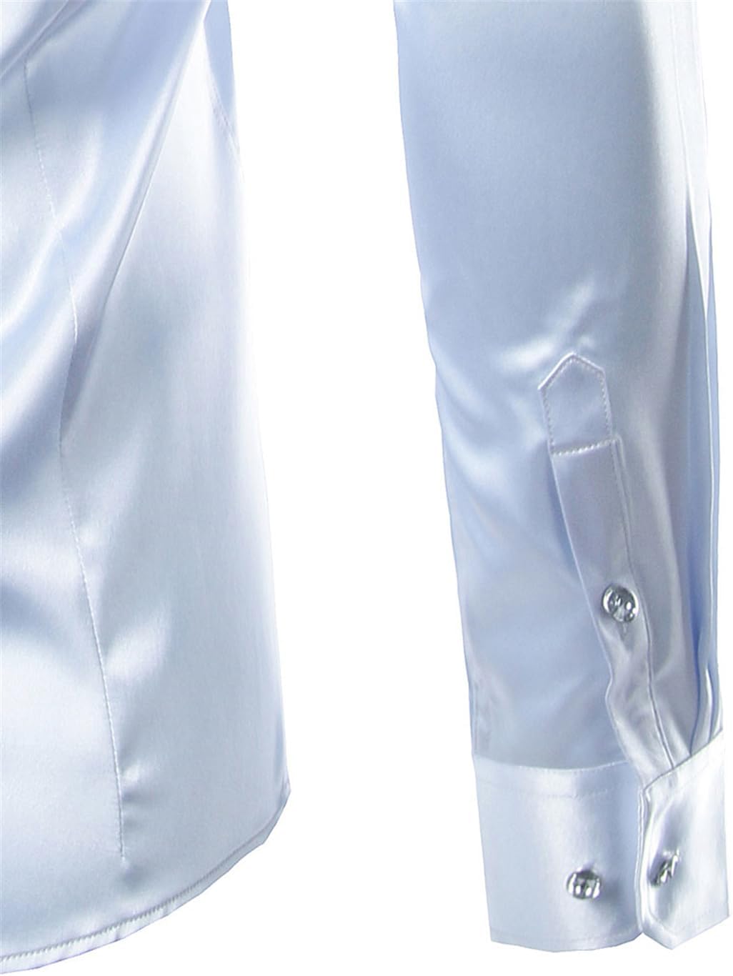 Mens Silver Satin Dress Shirt Slim Fit Casual Dance Party Long Sleeve Free Tuxedo Shirts