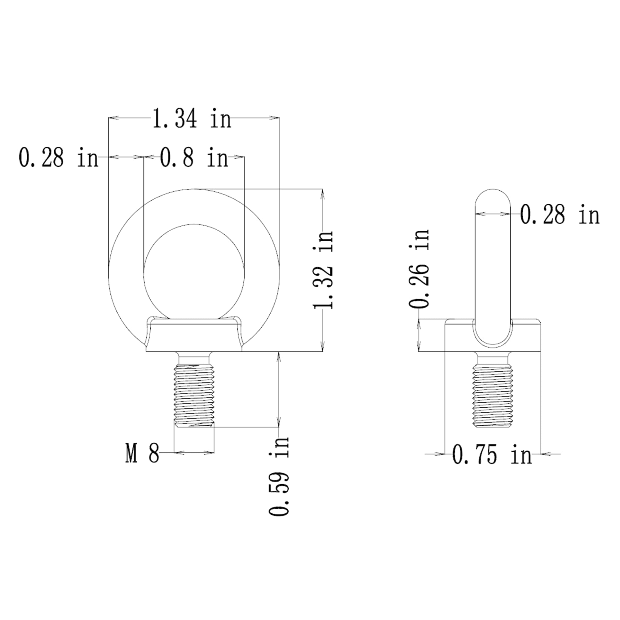 4 Pack, 10mm X 30mm, M10 304 Stainless Steel Eye Bolts 3/8"X1.18" Eye Bolts Heavy Duty Screw Bolt With Washer And Nuts Set Muti Function For Indoor Outdoor Shoulder Eye Bolt P 135142401 - View #2