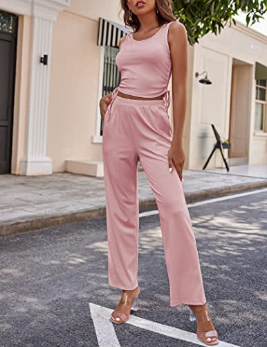 Image of Ekouaer Women's 3 Piece Lounge Set Pajama Long Sleeve Cardigan Sleeveless Top Pants Sweatsuit S-XXL