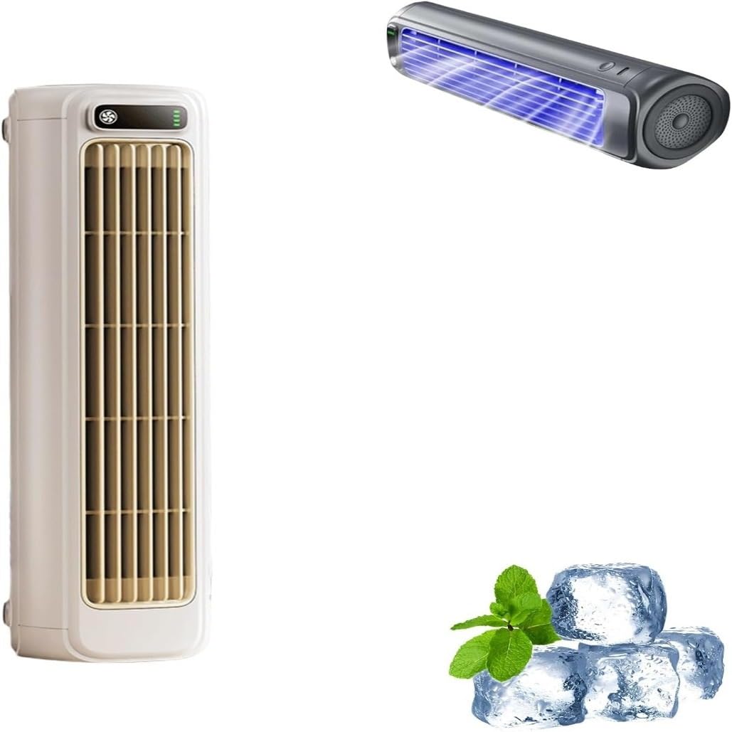 Cooling Ace, Portable Air Conditioner Cooling Fan Silent Operation, with 3 Speeds and LED Touch Screen, for Bedroom, Office(Beige,1pcs)