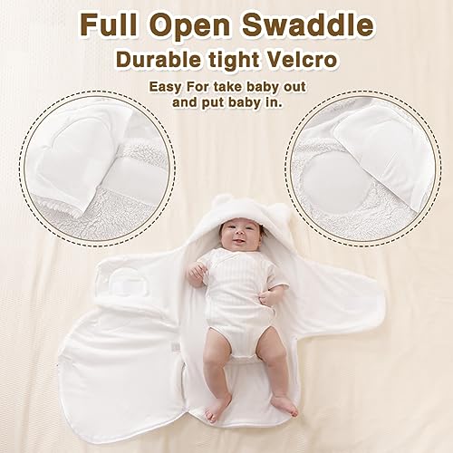 Image of AiWMGL Baby Winter Fleece Swaddle Blanket 0-3 Months Boys Girls Warm Adjustable Newborn Swaddling Wrap Soft Plush Sleeping Sacks