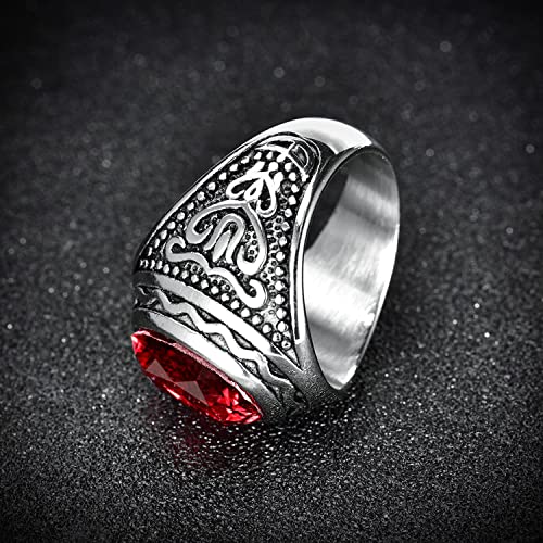 Masop BR161.10 Luxury Stainless Steel Rings For Men Oval Ruby Color Crystal Stone Jewelry thumb #3