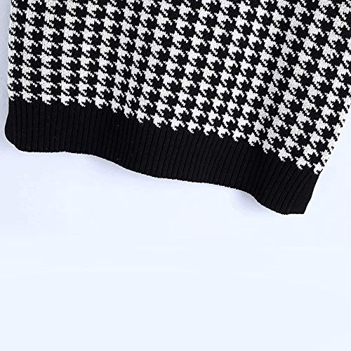 Women's Casual Cute V-Neck Sweater Vest Teen Girls Fashion Leopard Stitching Loose Collision Color Sleeveless Comfy Stretch Warm Lightweight Tunic Shirt Tops(Black,Small) #TOP4