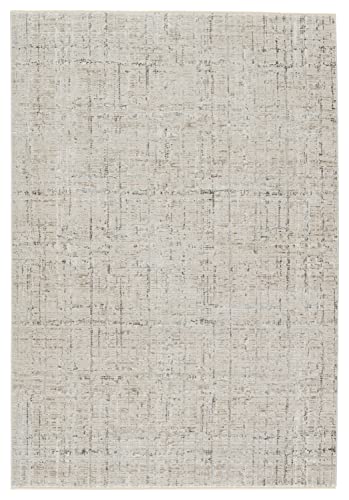 Jaipur Living Soft 8x11 Large Area Rug, Abstract, Light Grey/Ivory