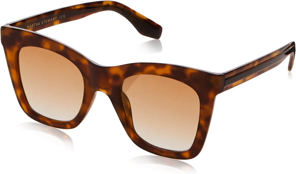 Martha Stewart Women's Ms104 Classic Uv400 Protective Square Cat Eye Sunglasses-Timeless Gifts for Her, 50mm