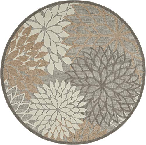 image for Nourison Aloha Indoor/Outdoor Area Rug 7’10”, Natural, Round Tropi