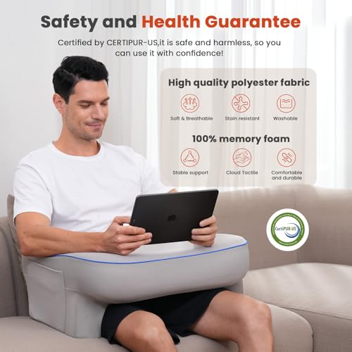 Image of Reading Pillow for Gaming,Lap Desk Pillow for Laptop,Arm Rest Pillow for Reading, Working, Crocheting, Playing Steam Deck Switch or Sitting in Bed,Sofa