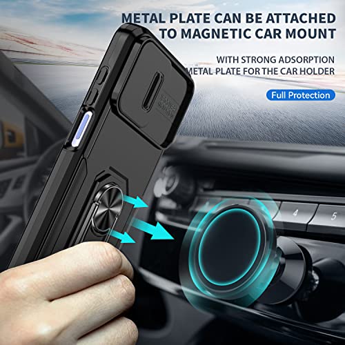Mocotto for Motorola Moto G Stylus 5G 2023 Case with Slide Camera Cover,Tempered Glass Screen Protector,Full Camera Protection Ring Kickstand Military Grade Shockproof Black - Thumbnail 6