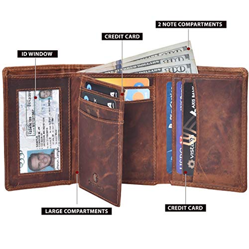 VALENCHI-RFID Genuine Leather Trifold Wallet