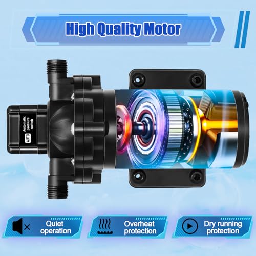 Image of 115V AC Industrial Pressure Water Pump 4.0GPM 45PSI Demand Diaphragm Pump,Fresh Water Pump fit for Agricultural Spraying,Yacht,Garden,RV,Shower,Sprayer Include Garden Hose Adapters