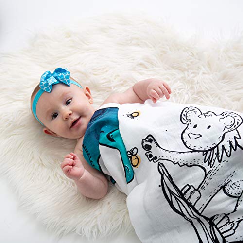 Image of JumpOff Jo - Baby Blanket Swaddle, Hypoallergenic, 100% Cotton Baby Muslin Blanket with Original Storytelling Designs - 47 inch in. x 47 inch in. - Liohearted
