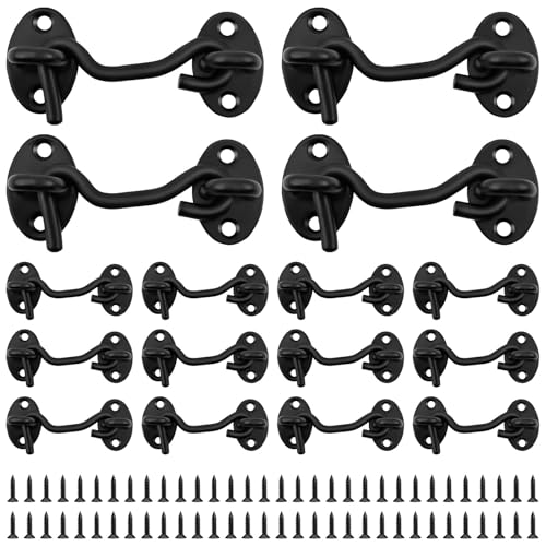 Image of Hook and Eye Latch Thickened Stainless Steel Sliding Barn Door Latch Rustproof Eye Hook Latch Easy Installation Door Hook Lock High Safety Door Latch Lock for Cabinet Door